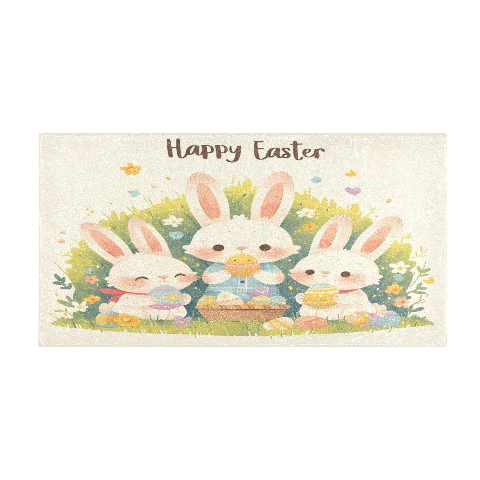 Tapis de bain antidérapant évitant les glissades blanc motif lapin mignon grand