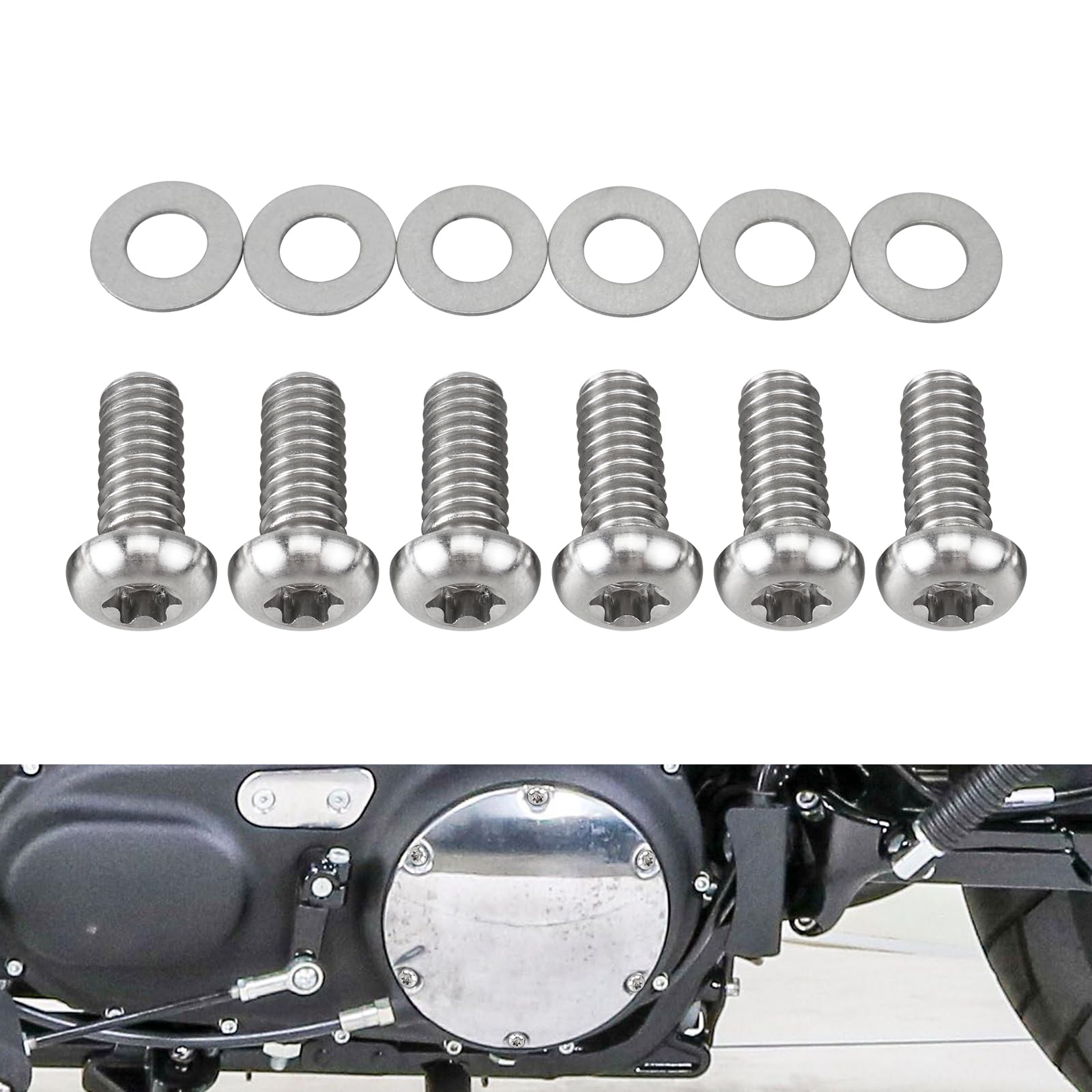 NICECNC Kit di 6 bulloni per coperchio frizione in titanio compatibile with Harley Sportster 1200 Super Low XL1200T 2014-2019, Sportster 883 Custom XL883C 2003-2010, vedi montaggio
