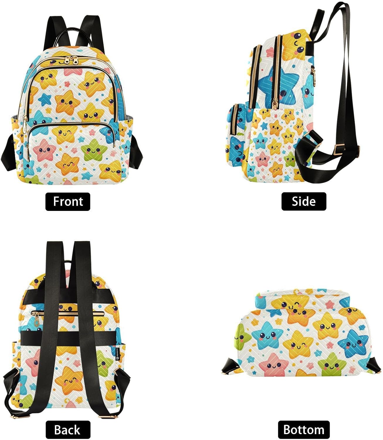 Cute Star Small Backpack Purse for Women Travel Bag Fashion Daypack Back Pack Shoulder Bag 7.5L