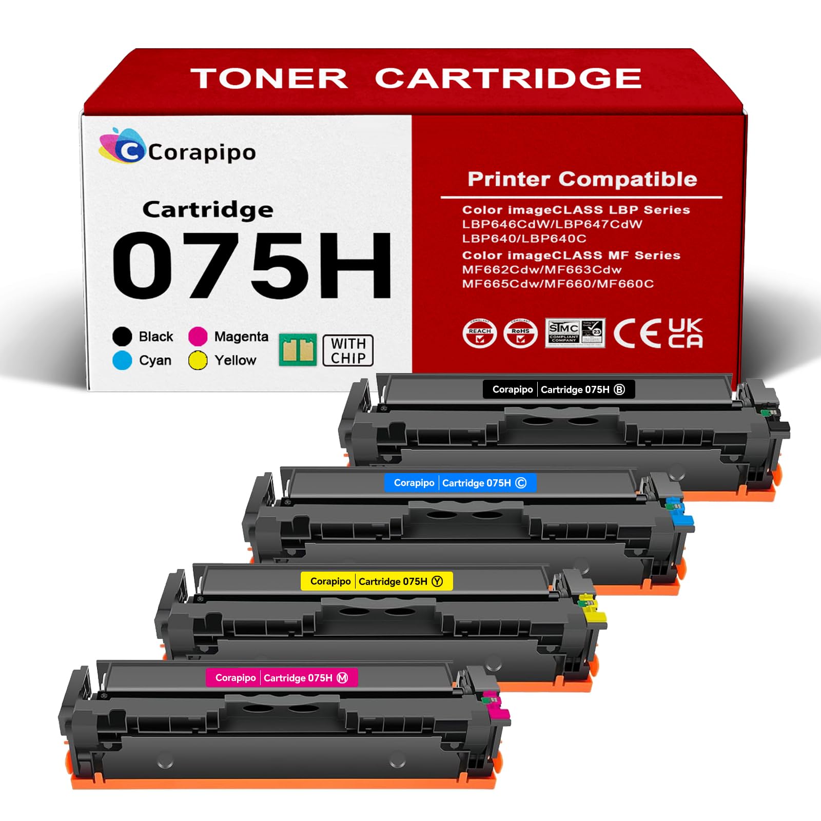 075/075H High Yield Toner Cartridge Set Replacement for Canon 075