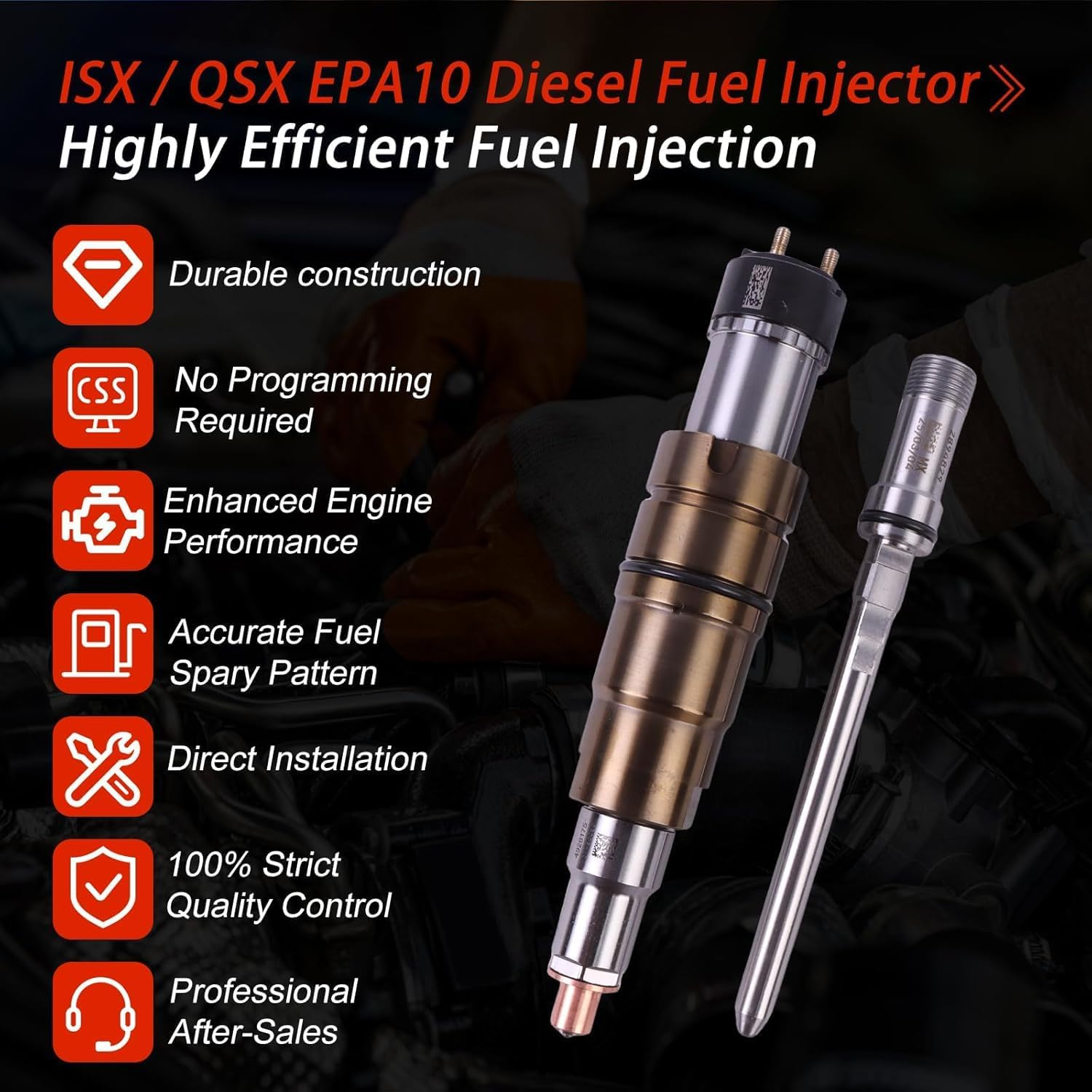 6PCS 5579417PX 5579417RX 5579417 EPA10 Fuel Injector Set for Cummins X15 ISX15 QSX15 CM2250 Diesel Engine Medium Heavy Duty Truck Petroleum Machinery Generator Sets