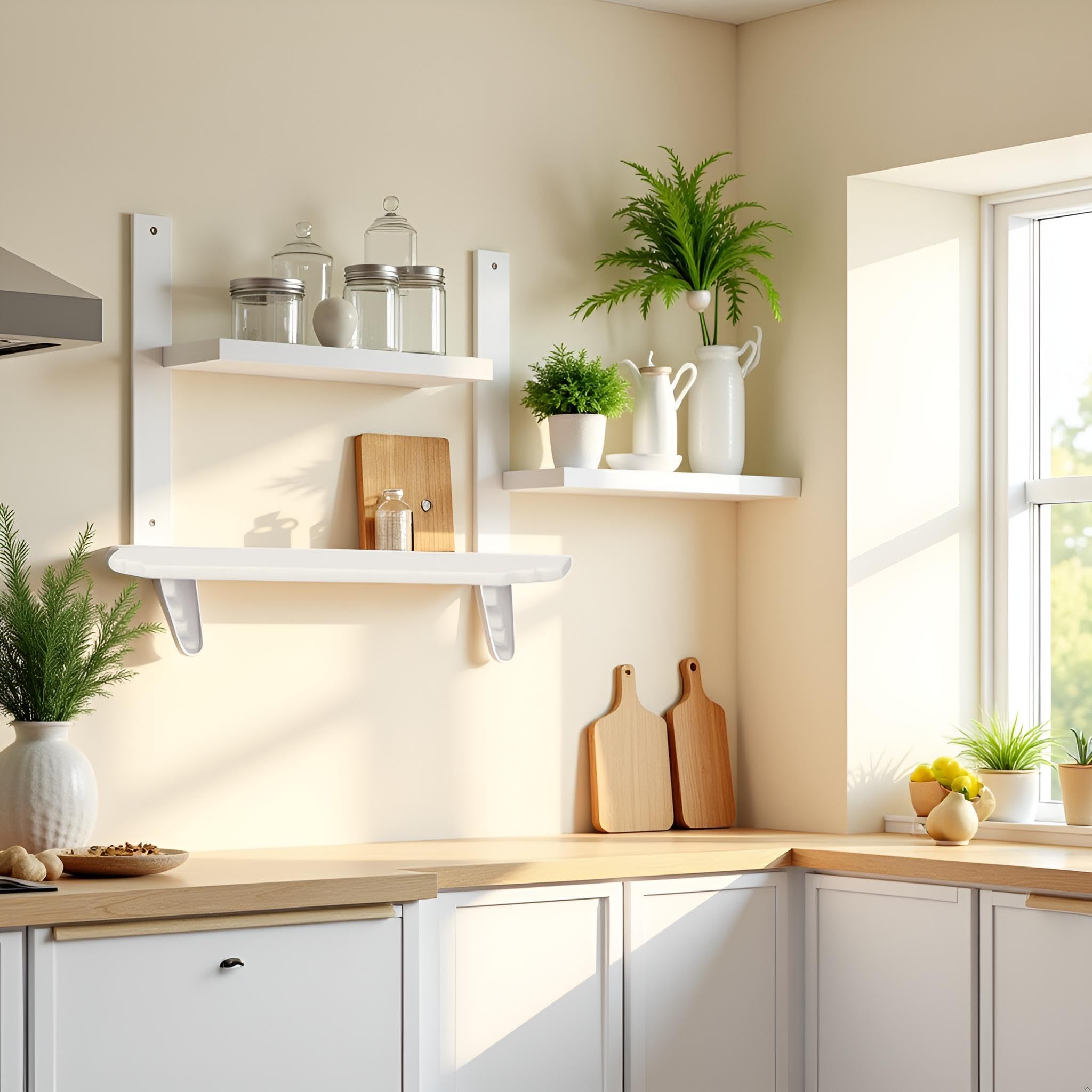2 estantes de pared blancos para casa de muñecas, estante de almacenamiento en miniatura a escala 1:12 para accesorios de decoración de escenas de cocina 7