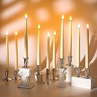 Vista 5 de Vela de Ventana Sin Llama, Cono con Batería LED Temporizada Cálida Mecha 3D Vela de Plástico con Base, Juego de 12 Piezas con Control Remoto de 10