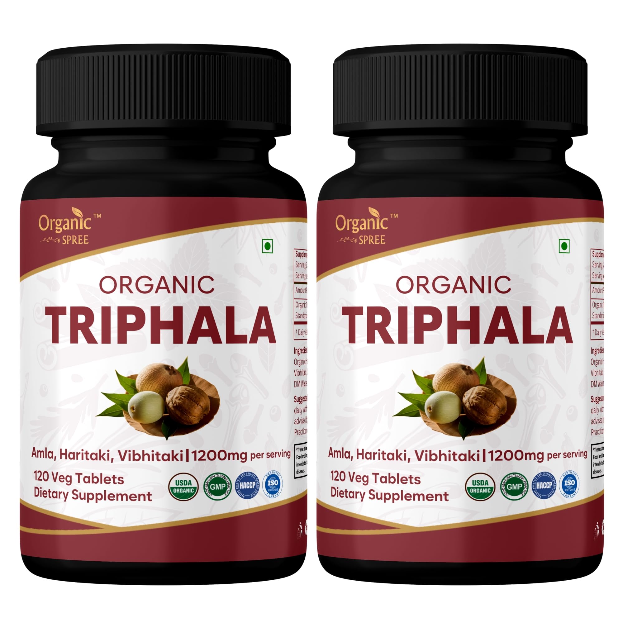 ORGANIC SPREE Triphala 120 Tablets - Supports Digestion, Occasional Bloating & Colon Cleanse* - Amla, Haritaki & Bibhitaki - 60 Days Supply - USDA Organic, GMP, HACCP Certified — Amazon image 11