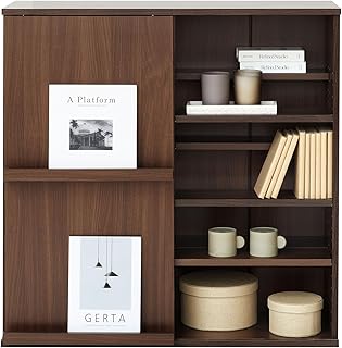 LOWYA ロウヤ 本棚 絵本棚 漫画 コミック コミック収納 コミックラック マンガ 漫画収納 絵本ラック 子供用本棚 教科書 収納 幅90cm 扉付き ウォルナット