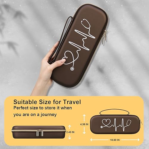 Vista 118 de BOVKE - Funda de transporte para estetoscopio Littmann Classic III 3M, espacio adicional para martillo Taylor Percussion Reflex y linterna LED Negro