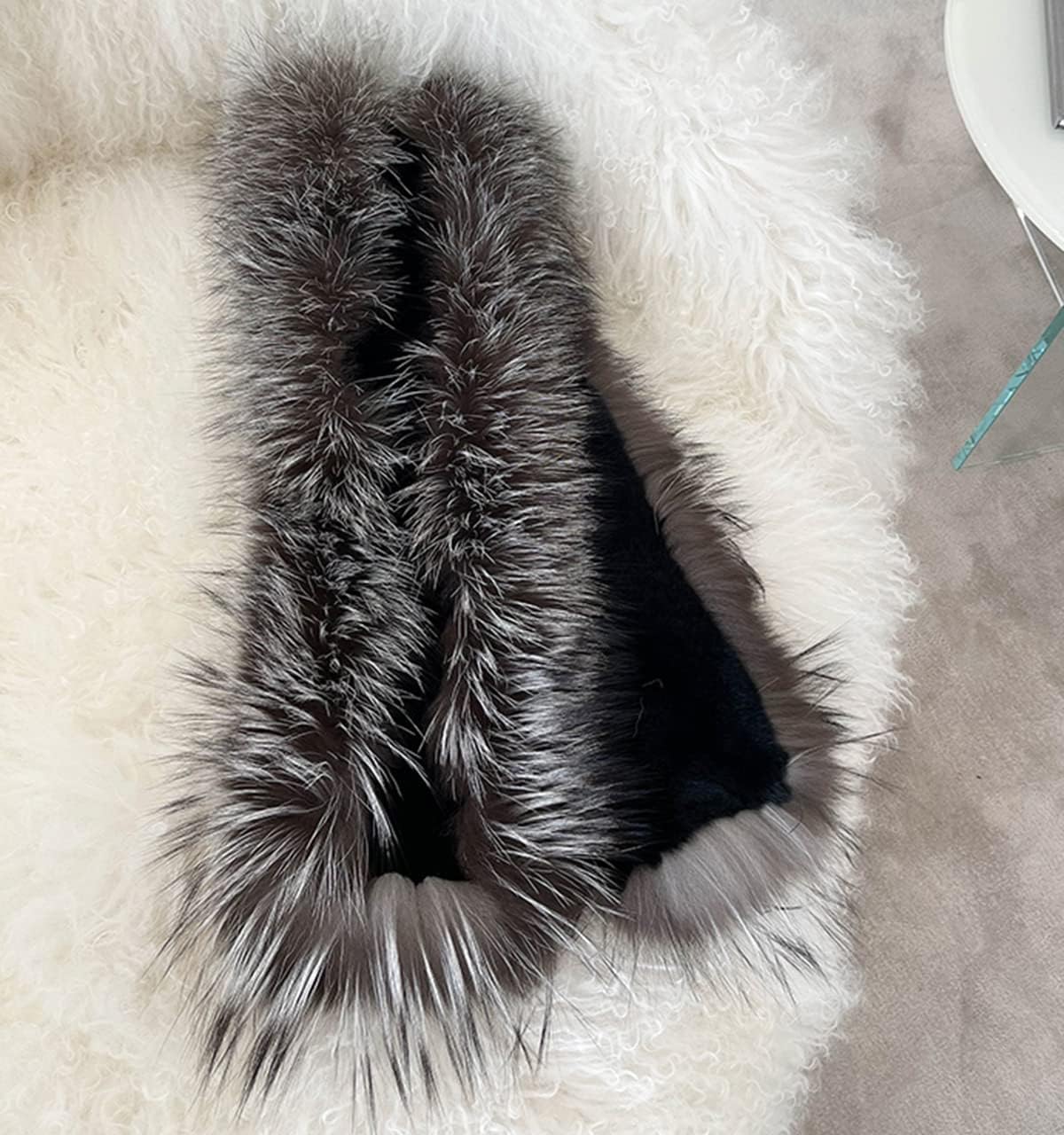 Women Winter Cape Real Rex Rabbit Hair Shawl with Fox Hair Scarf Neck Warmer Wrap Wedding Party