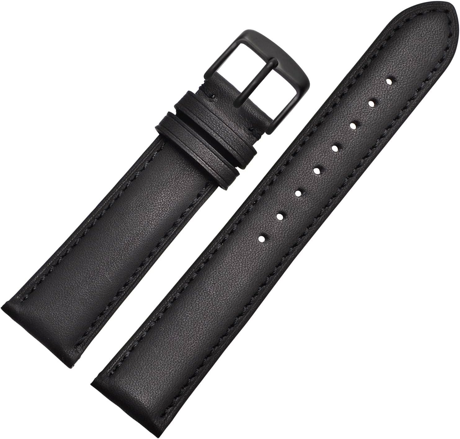 WOCCI 20mm Vintage Leather Watch Band with Black Buckle, Replacement Bands (Black) - Image 9