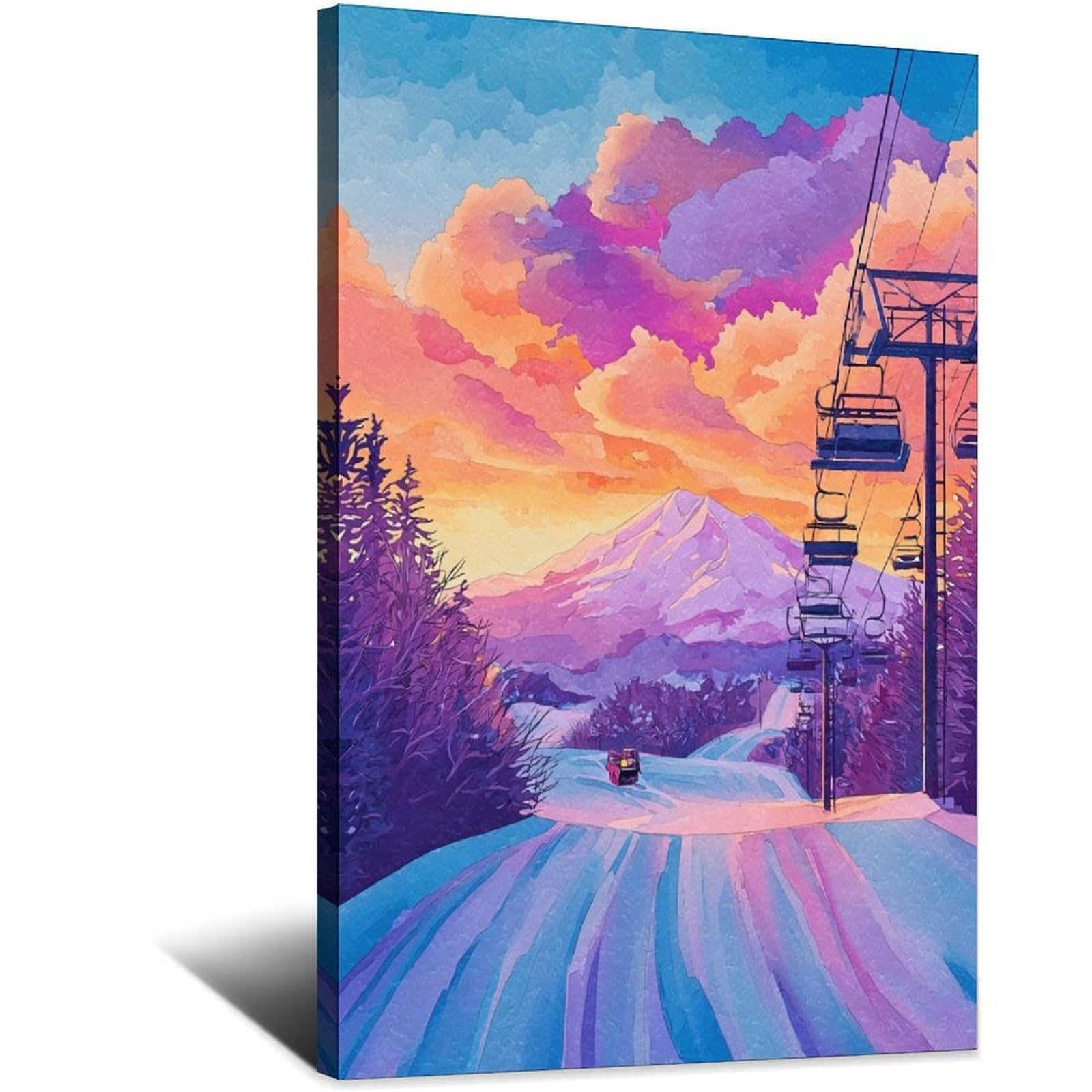 iPuzou Niseko Poster 20x30inch(50x75cm) Vintage Watercolor Canvas Art