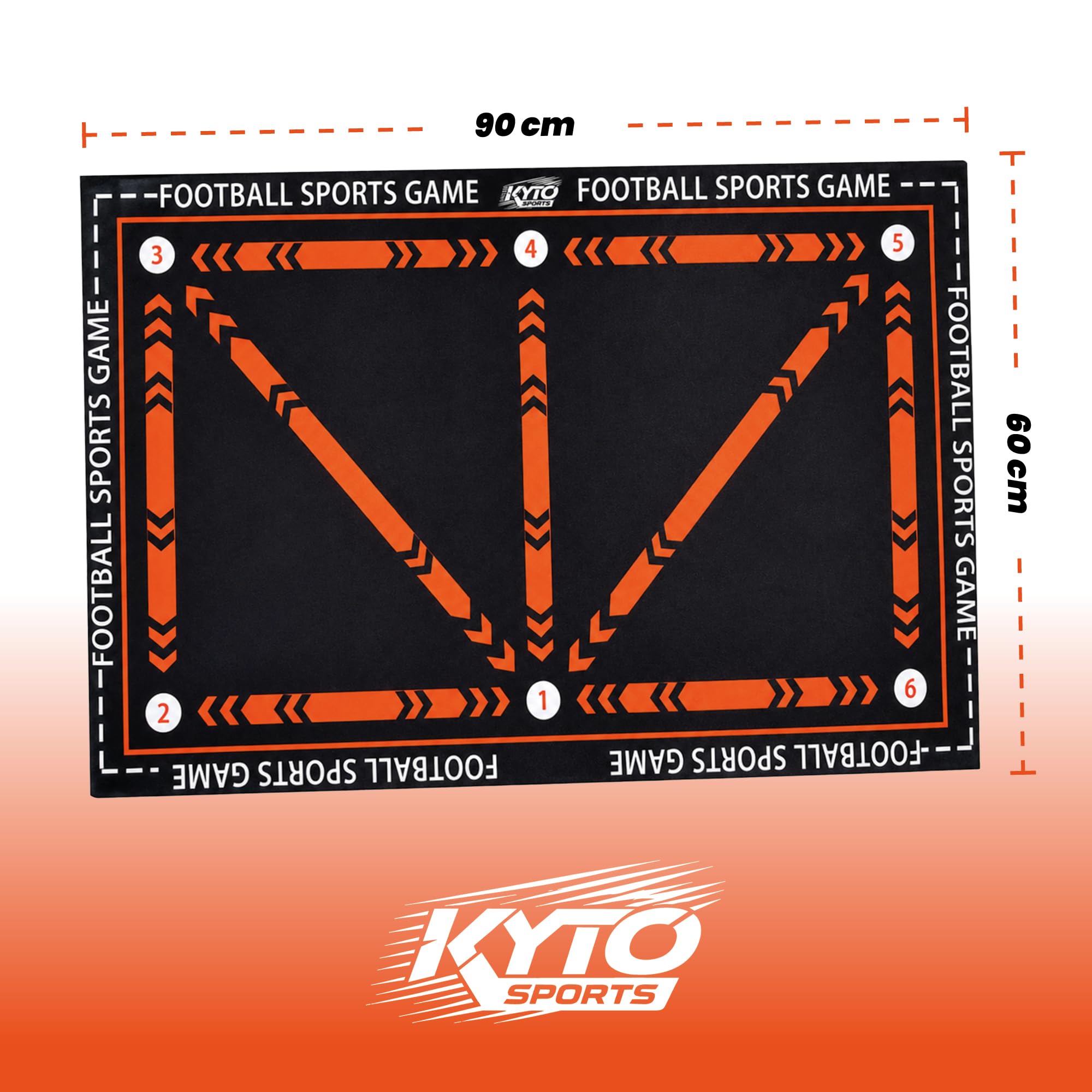 Kyto Sports Fußballmatte Kinder 60x90 cm Orange, Kicktrack Trainingshilfe für Dribbling und Koordination, rutschfeste Kickmatte für Ballgefühl und Agility, Fußball Trainingszubehör für Jugendliche