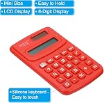 PATIKIL Pocket Size Mini Calculator, 1 Set 8 Digit LCD Display Battery Power Handheld Calculator Small 4 Function Calculator for Office, Red/Blue
