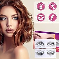 Vista 2 de Reusable Self Adhesive Eyelashes No Glue or Eyeliner Needed,Easy To Apply 3 Secs To Put On,4 Pairs Stable Non-slip Waterproof False Lashes Gift for