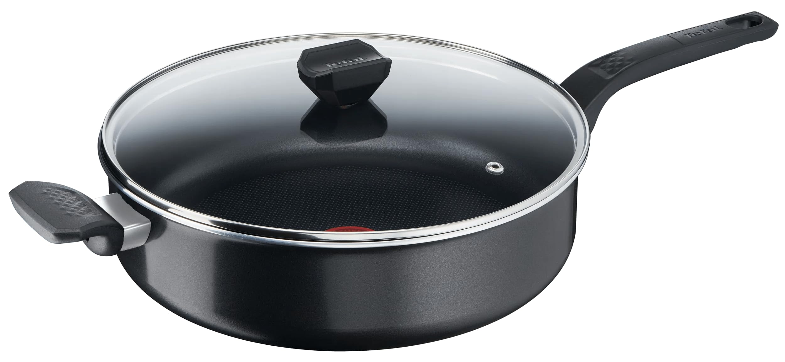 Tefal B55537 Easy Cook And Clean Saut Pan 28 Cm Including Glass Lid Non-Stick Coating Safe Thermal Signal Diffusion Pan Base Healthy Cooking Bl
