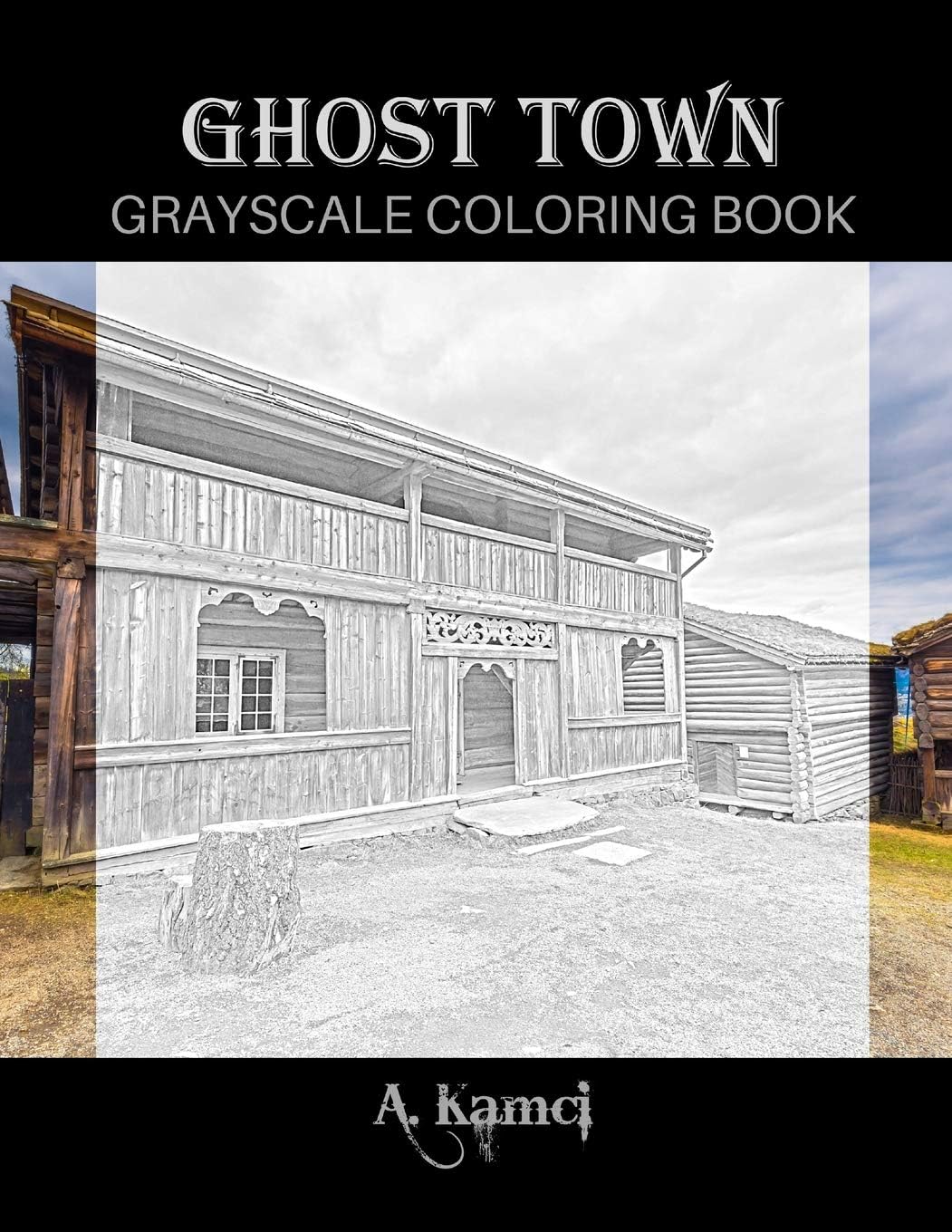 – Ghost Town Grayscale Coloring Book