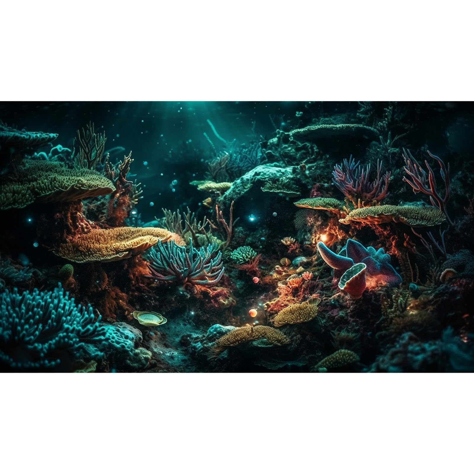 Aquarium Background Colorful Picturesque Coral Reef Terrarium Background Tropical Sea Various Hard Corals Underwater Landscape Fish Tank Backdrop Aquarium Poster Background Vinyl 36x20in