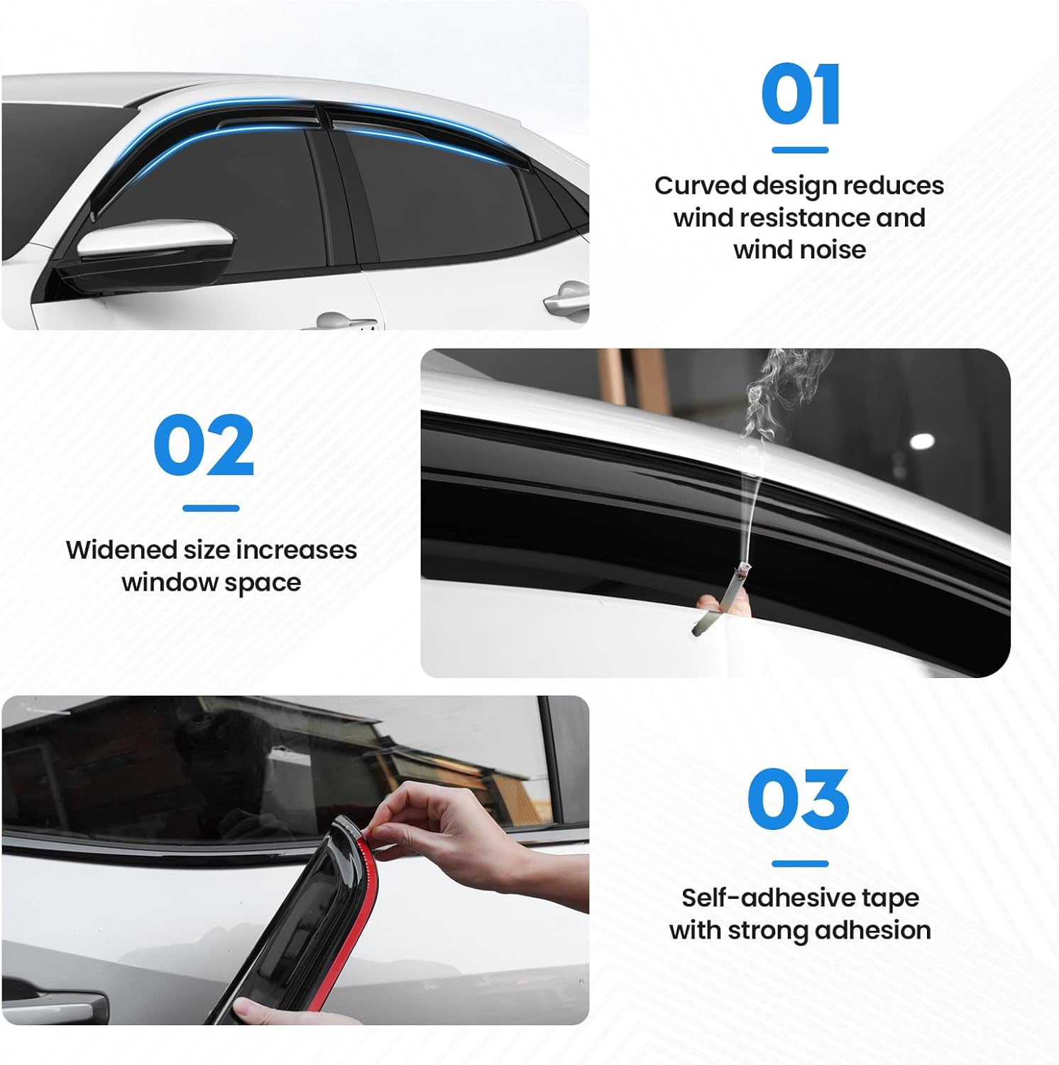 Silverado Rain Guards - Window Visors for 2007-2013 Chevy Silverado/GMC Sierra 1500/Avalanche Crew Cab, Out-Channel Rain Guards for 2007-2014 Silverado/Sierra 2500HD-3500HD/Suburban/Yukon XL