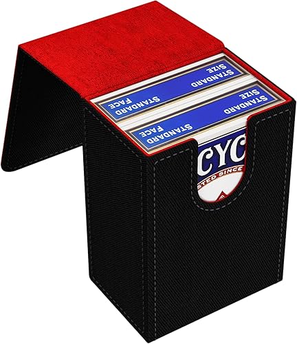 Miniatura 3 de Boltquan Estuche para tarjetas de póquer de doble piso, capacidad para dos juegos de tarjetas de tamaño póquer, soporte premium de doble cubierta