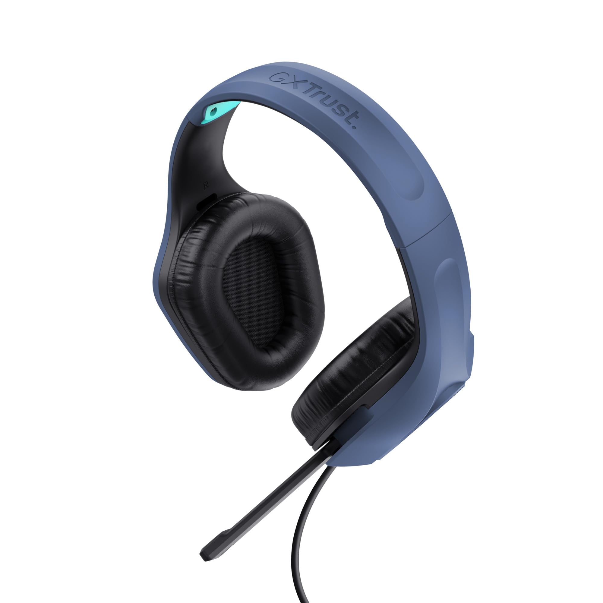 GXTrust Rayne lekkie słuchawki gamingowe PC Xbox PS5 Switch, niebieskie | 3.5 mm, kabel 200 cm, przetworniki 50 mm, odchylany mikrofon, przewodowy zestaw słuchawkowy wokółuszny