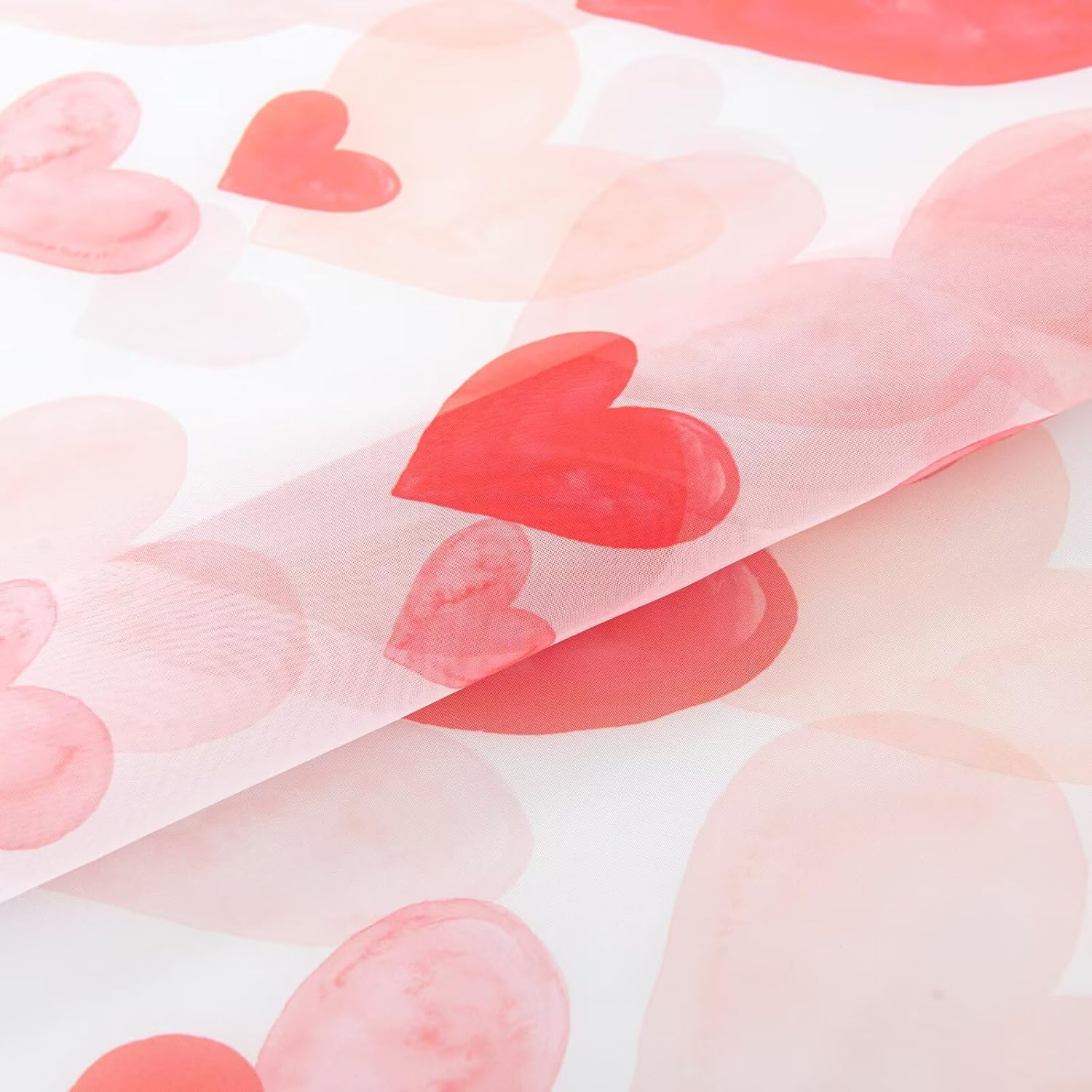youleyar Valentine's Day Sheer Curtains 72 Inches Long, 2 Panels Lovers Red Heart Printed Pattern Curtain, Rod Pocket Drapes for Bedroom and Home Decor, 52" W x 72" L