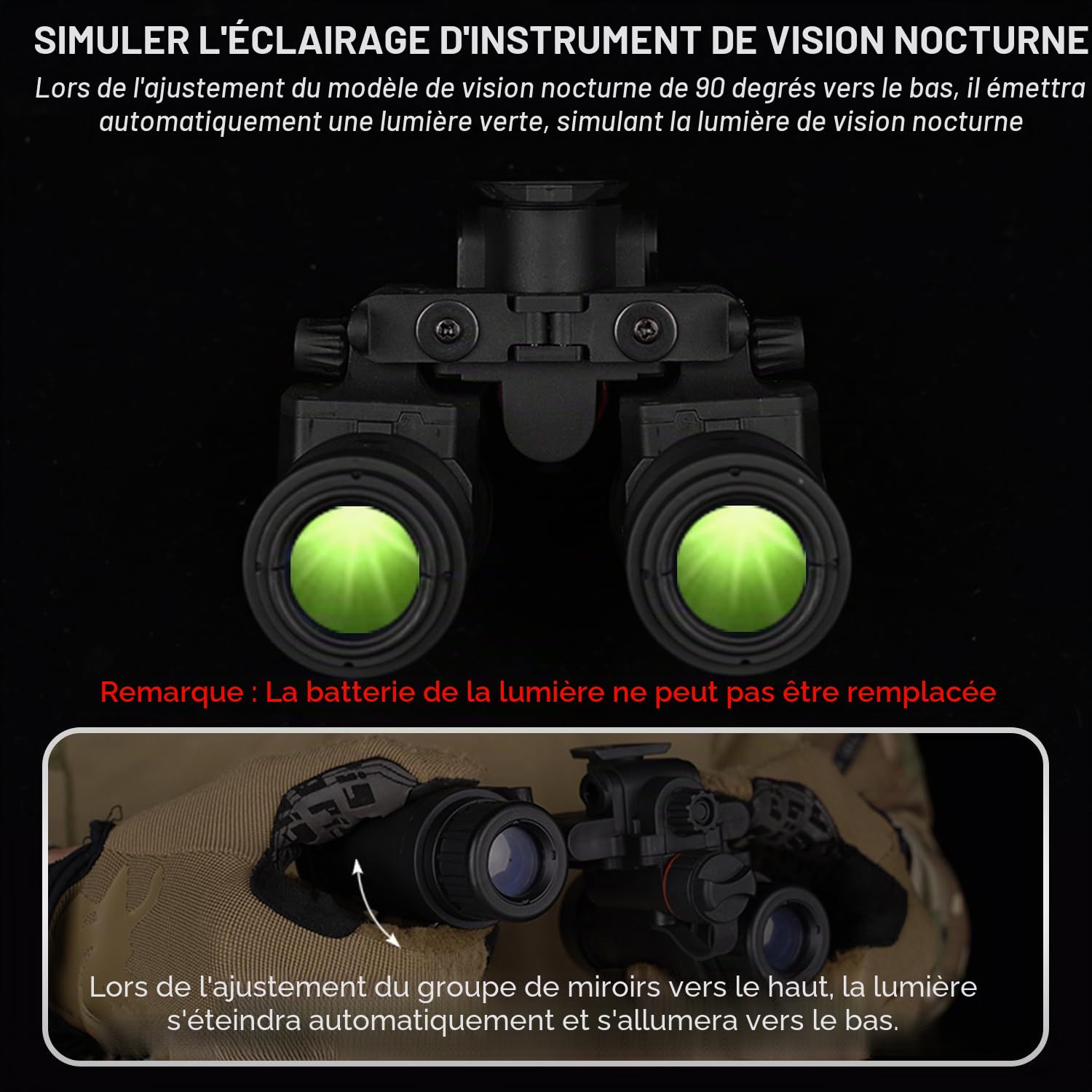 Zhongren Lunettes de Vision Nocturne Monture Cosplay Prop Tactique Modèle factice Lunettes de Vision Nocturne Jumelles à Quatre Tubes sans Fonction NVG Modèle en Plastique (modèle AN/PVS31, Noir)