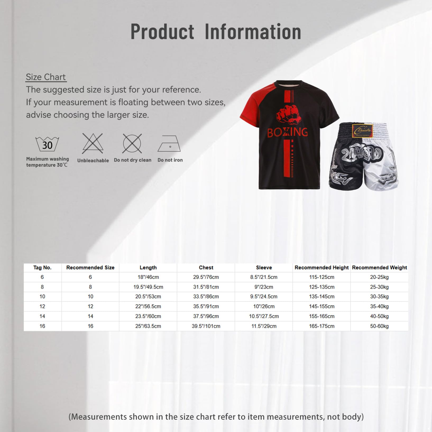 Oyolan Enfant Garçon Short de Boxe et T-Shirt Ensemble de Boxe Combat Muay Thai MMA Kick Boxing Tenue