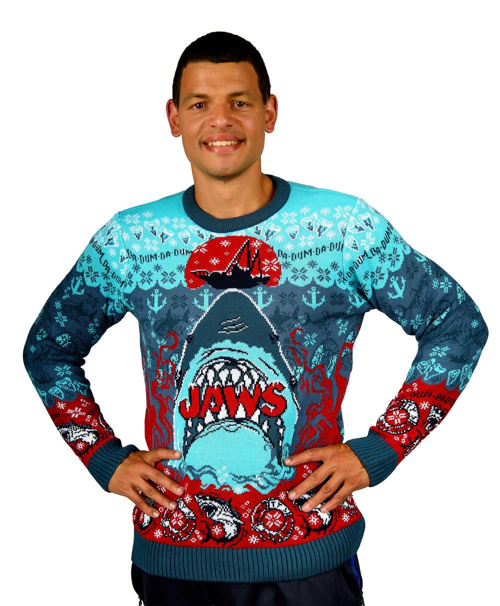 Aaa Merchandise Unisex Blue Jaws: Christmas Jumper (Uk, Alpha, Xs, Regular, Regular)