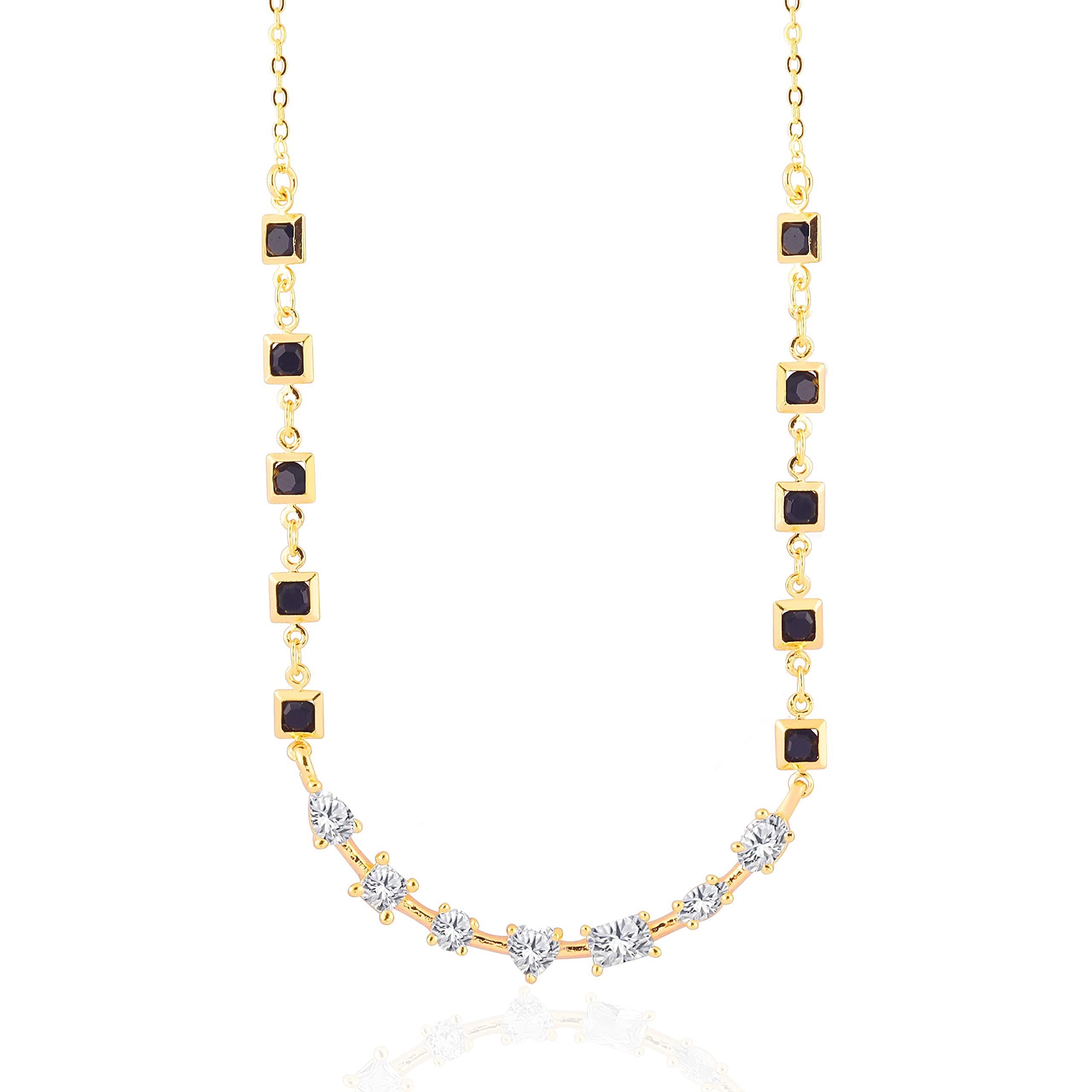 MINUTIAE Multishape Crystal Diamond Tanmaniya Mangalsutra Pendant Necklace For Women And Girls With Extendable Chain (Gold) (B0BY98P9VR) Amazon Price History, Amazon Price Tracker