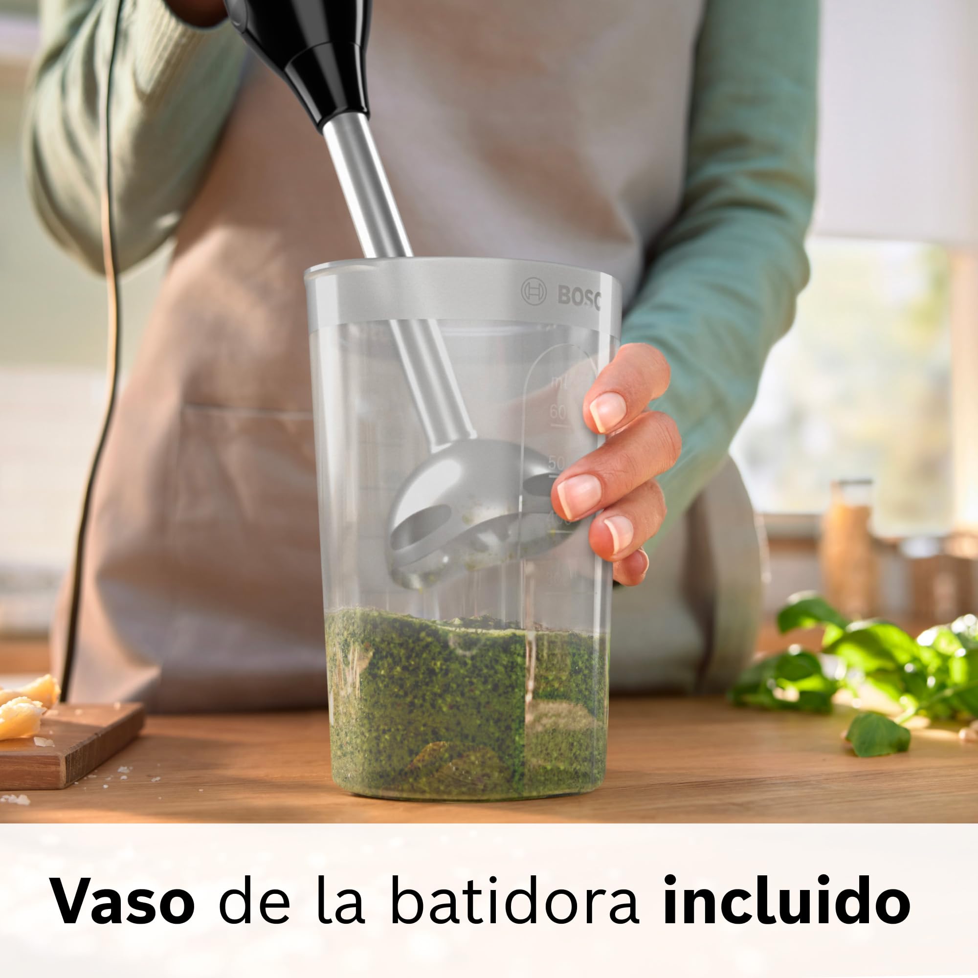 Bosch - Batidora de mano, ErgoMixx, motor de 1000 W, 12 velocidades y función turbo, vaso, negro, MS6CB6110