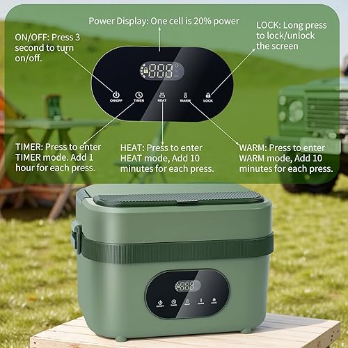 Miniatura 7 de MDHAND Lonchera térmica  Fiambrera eléctrica inalámbrica para adultos, 18000 mAh alimentada por batería, calentador de alimentos autocalentable para