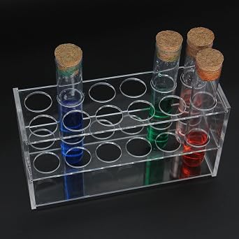 Acrylic Test Tube Holder Rack, 2x6 Wells 12 Sockets for 50ML Test Tubes, Clear Acrylic Lab Stand Rack