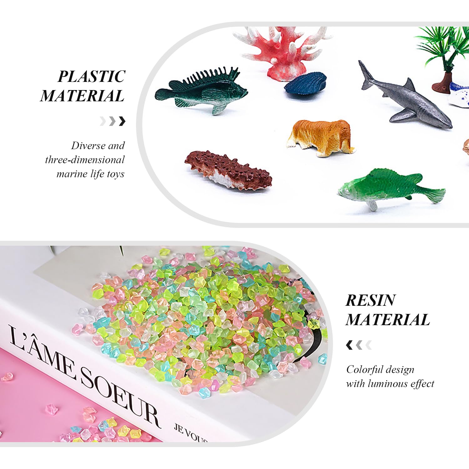 GDFHBD 56 Pieces Of Marine Life Toys, 500 Luminous Stones, Mini Shark Models, Fish Tank Decoration Supplies, Children'S Bathing Toys - Image 3