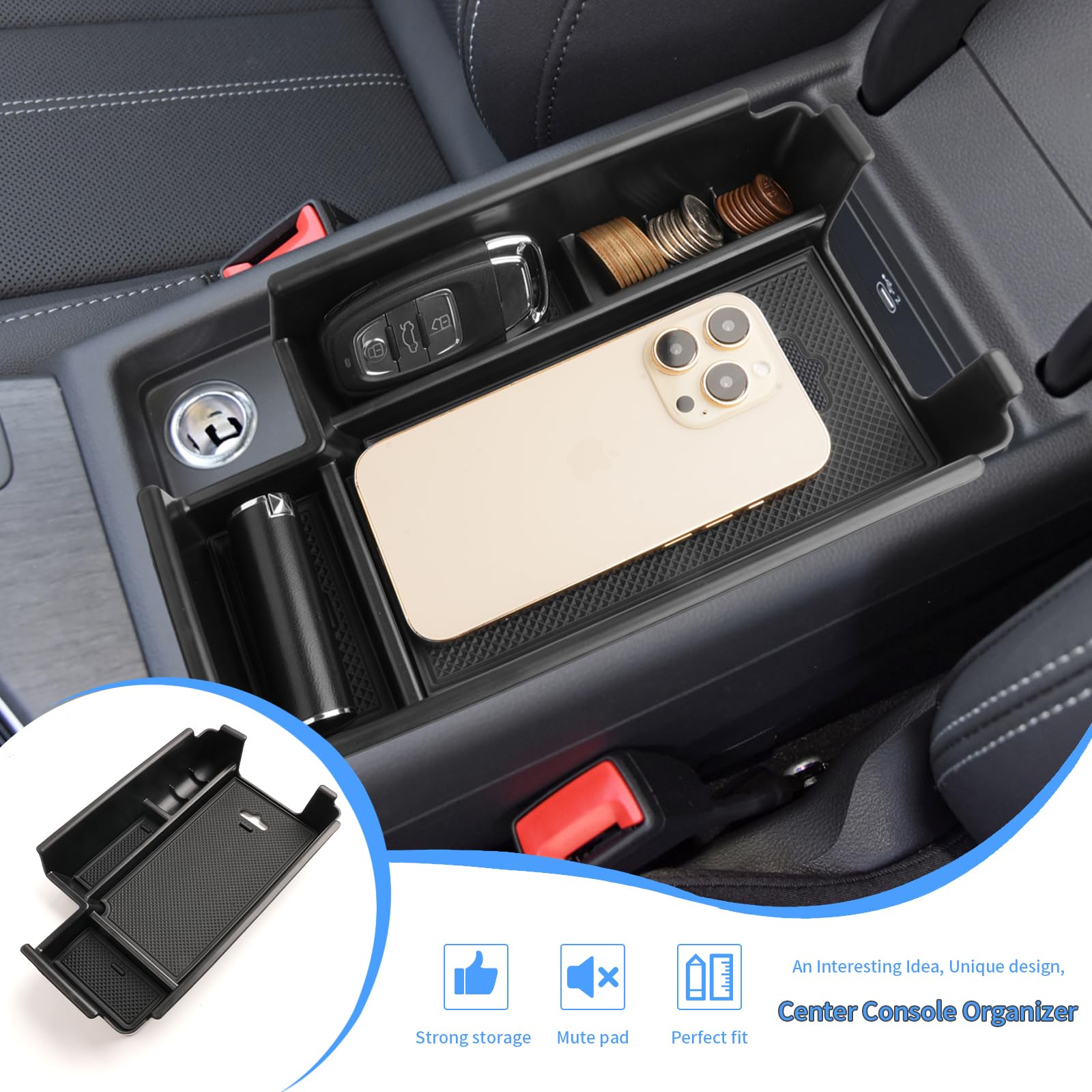 Portaoggetti Auto Antiscivolo YEE PIN Scatola Portaoggetti Per MG ZS 2021-2024 - Organizza Console Centrale Organizer Bracciolo Auto - 9