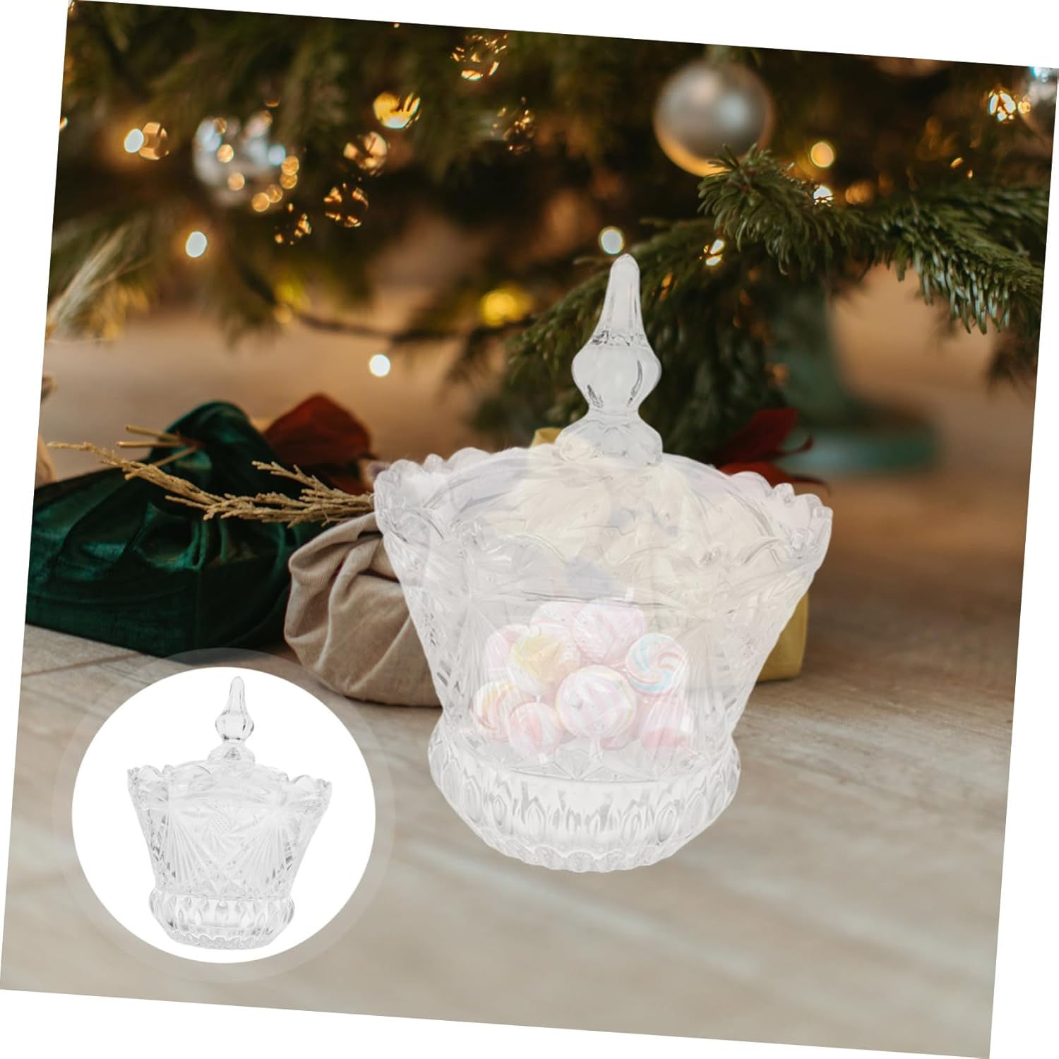 Ciieeo Elegant Glass Candy Jar Lid Versatile Decorative Bowl for Home Office and Weddings Candy Dish for Storing Snacks Nuts and Treats