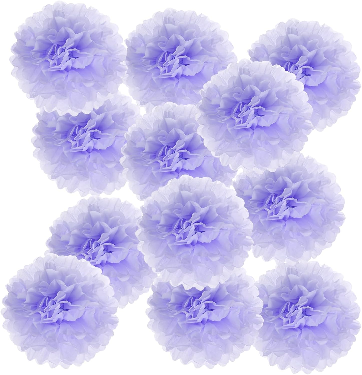 12 Pcs 7.87 x 7.87 Inch Paper Pom Poms Flower Ball Kit Party Light Purple HEVERCH 728