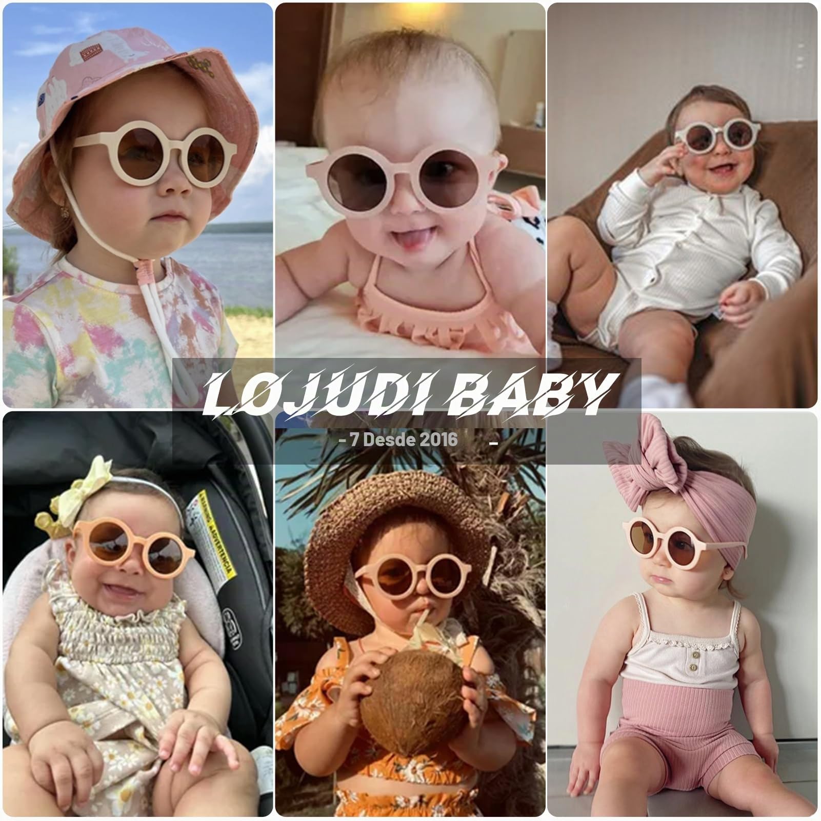 Gafas de Sol Bebe 0 a 36 Meses - Polarizadas con Correa Ajustable Redondas Marco de Silicona Oculos de Sol Bebe Niña Niño para 0-2 Años Protección UV400