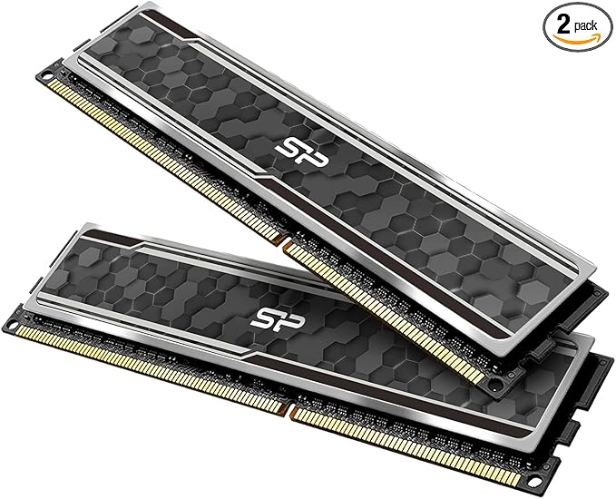 Silicon Power Value Gaming DDR4 RAM 32GB (2x16GB) 3200MHz (PC4 25600) 288-pin CL16 1.35V UDIMM Desktop Memory Module with Heatsink Grey SP032GXLZU320BDAJ7