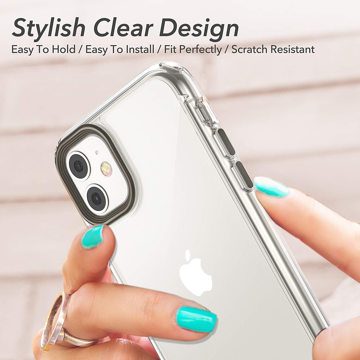 YOUMAKER Stylish Crystal Clear Case for iPhone 11, Anti-Scratch Shock Absorption Slim Fit Drop Protection Premium Bumper Cover Case for iPhone 11 6.1 inch - Clear/Gunmetal