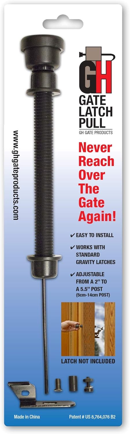 GH Gate Latch Complete Outdoor gate Latch for Wooden Gates Patented Dual Sided Operation. Wooden Fence Latch Vinyl Gate Latch Metal Fence Latch Universal fit (Gate Pull only)