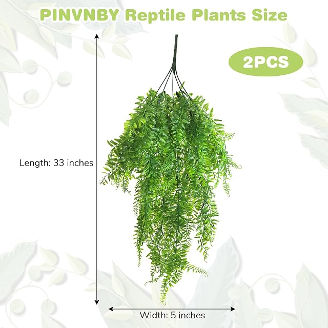 Foto 2 de 8 de PINVNBY Plantas colgantes artificiales para tanque de reptiles, decoración de hábitat, terrario trepador