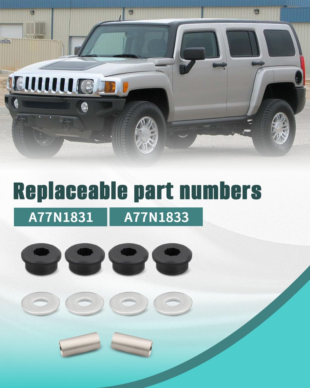 Polyurethane Front Differential Side Mount Bushings Set Kit Fit for Hummer H3 2006 2007 2008 2009 2010 Black