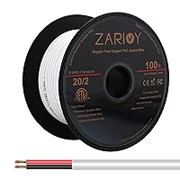 Vista 13 de 50 Pies Cable de Calibre 18 de 2 Conductores Rojo Negro con Chaqueta Blanca CL2 Resistente al Fuego, Cable Eléctrico de Conexión 18AWG Tiras LED