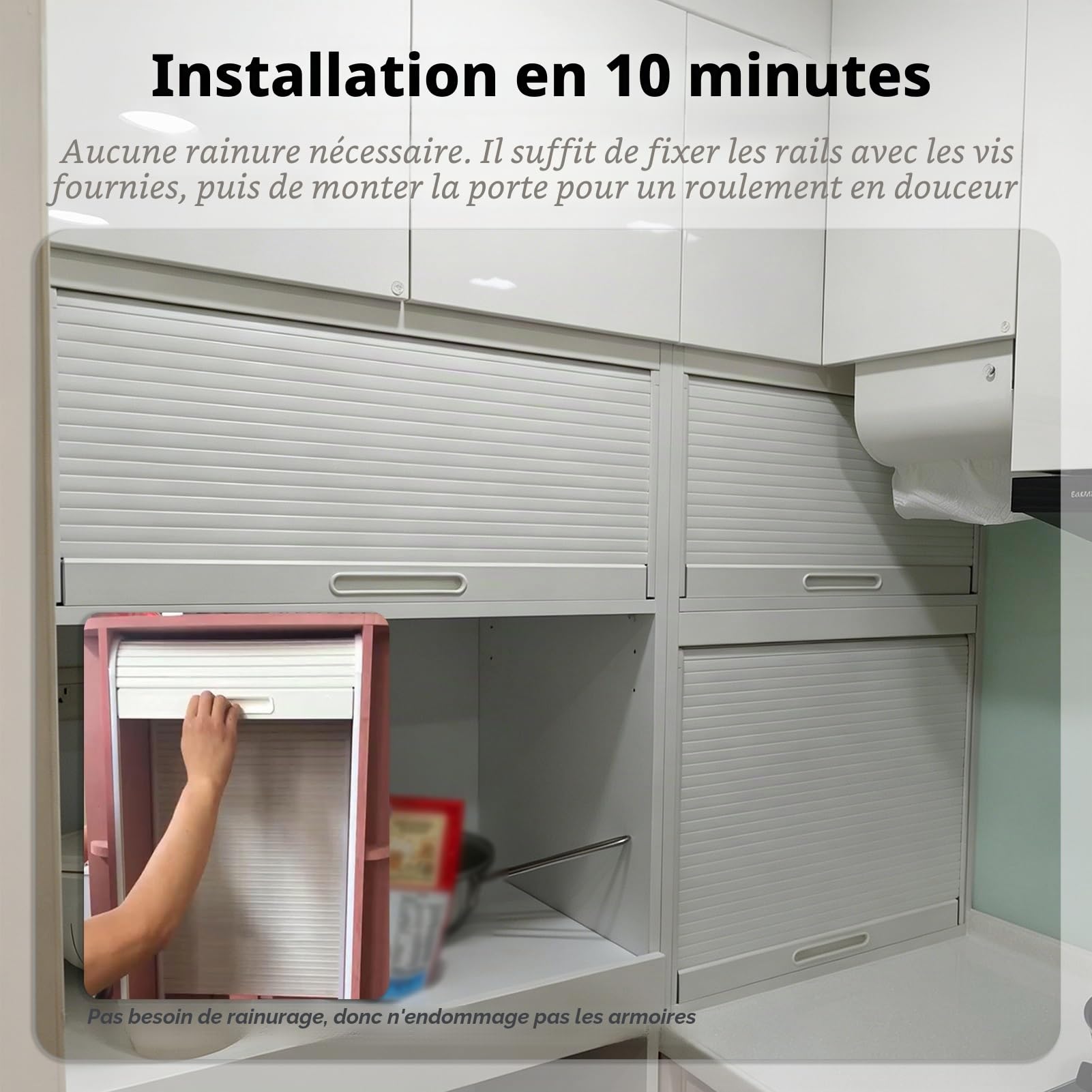 Volet Roulant Manuel Porte à Tambour Verticale/Portes pour Cuisine d'extérieur, Porte de Cabanon Enroulable, Compacte, Rétractable et Antivol, Portillon de Remplacement(W60xH60cm/24x24)
