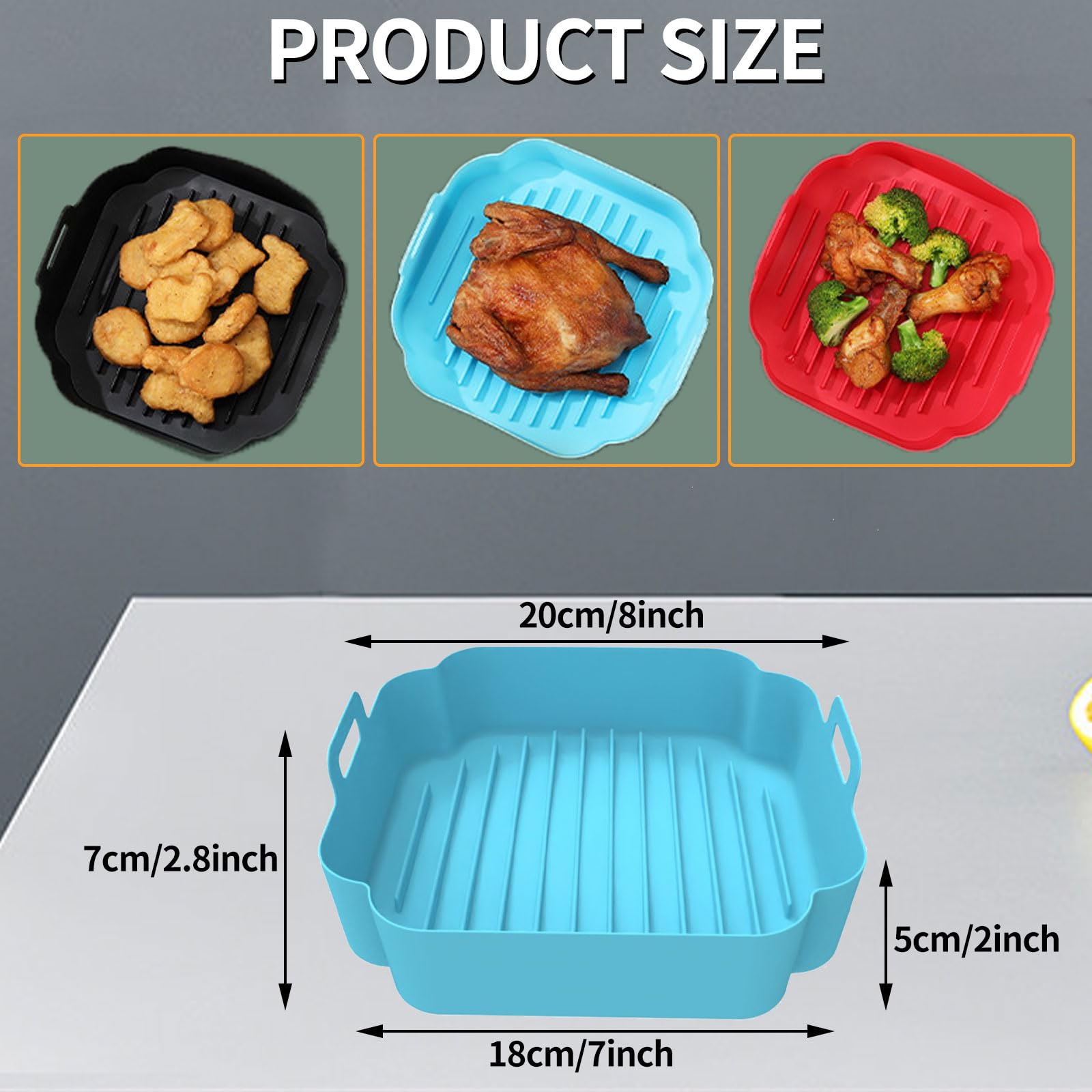 Cestino per Friggitrice ad Aria in Silicone, BISNIE Teglie per