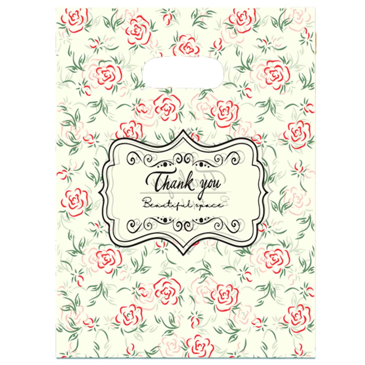 Joyhey 100 Count 13.7" x 17.7" Plastic Merchandise Bags, Shopping Retail Boutique Bags with Die Cut Handles - Thank You-7
