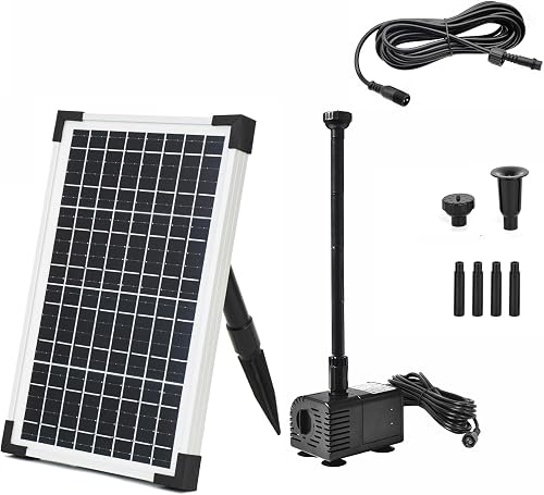 Solar Fountain Water Pump Kit 13 W, 216 GPH Submersible Powered Pump and 13 Watt Solar Panel for Sun Powered Fountain, Fish Pond, Pond Aeration, Hydroponics, Garden Decoration, Aquaculture