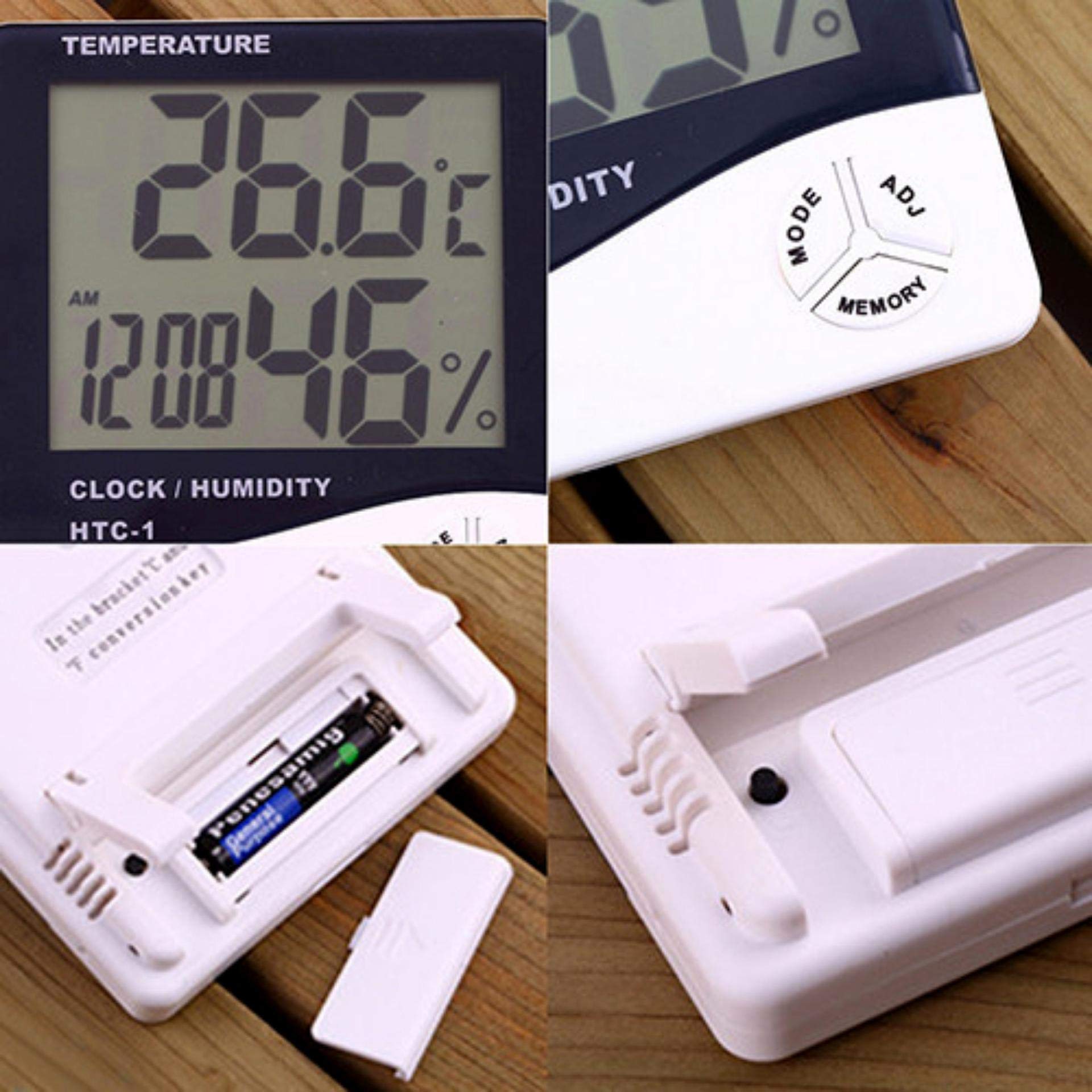 SEAHAVEN Humidity Time Display Meter with Alarm Clock, Wall Mount or Table Top,(Black and White) 1