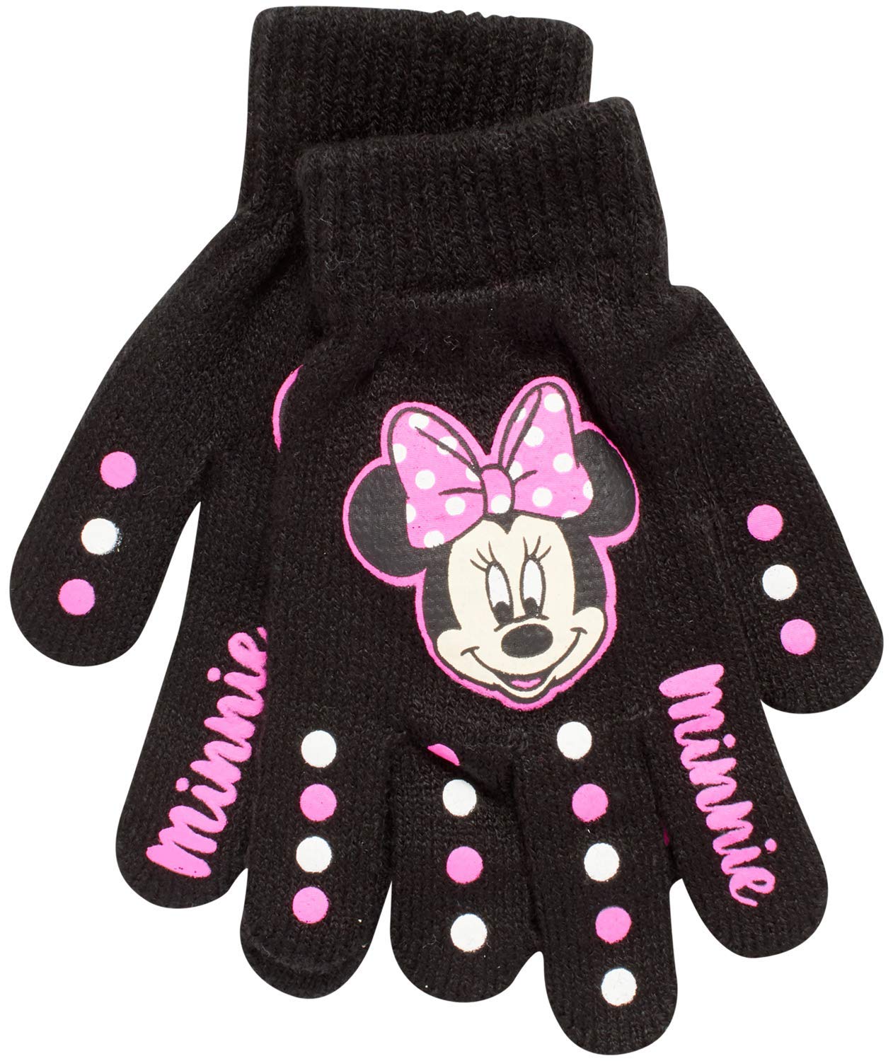 Disney Assorted Character Designs 4 Pair Gloves or Mittens Cold Weather Set, Little Girls, Age 2-7 (Minnie Mouse - 4 Pair Gloves Design Set)