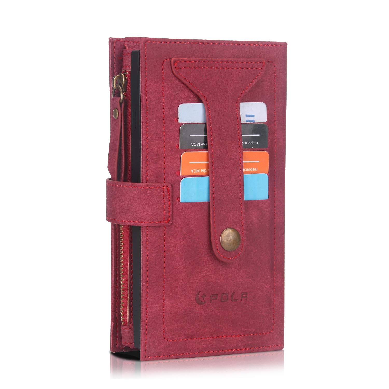 CHBO Cover per iPhone XR,Flip Custodia Portafoglio Retrò Cerniera include Custodie per Carte di Credito,Borsellino per Monete, impermeabile +Tecnologia RFID bloccante+14 Cards Slots