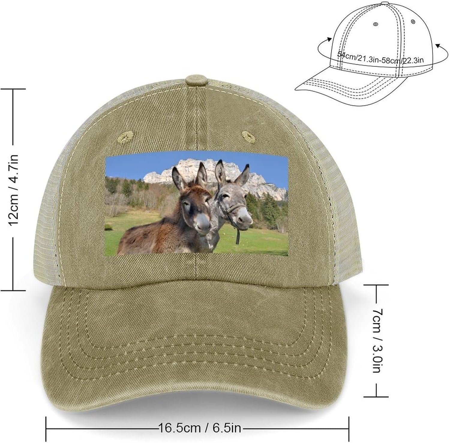 Funny Donkeys Hat Personalized Adjustable Cowboy Cap Cotton Cap Trucker Hats Dad Hat for Men Women