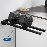 Auralum Fekete Törölközőtartó 42 cm - Fúrással/Fúrás Nélkül Szerelhető, 5 kg Teherbírású, Kétkaros Rozsdamentes Acél Fürdőszobai Fali Tartó 2
